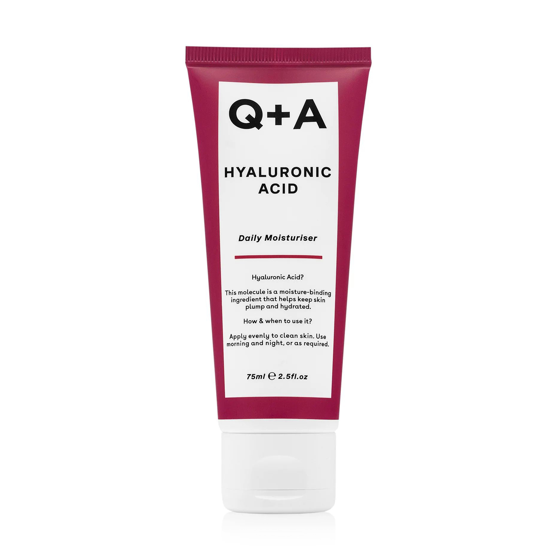 Зволожувальний крем для обличчя Q+A Hyaluronic Acid Daily Moisturiser з гіалуроновою кислотою, 75 мл